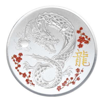 A picture of a Rond d’argent TD de 1 oz pour l’année du Dragon divin